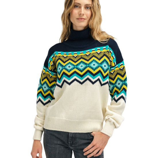 Dale Of Norway W RANDABERG FEM SWEATER OffWhite Navy Peacock XL - PeakStyle