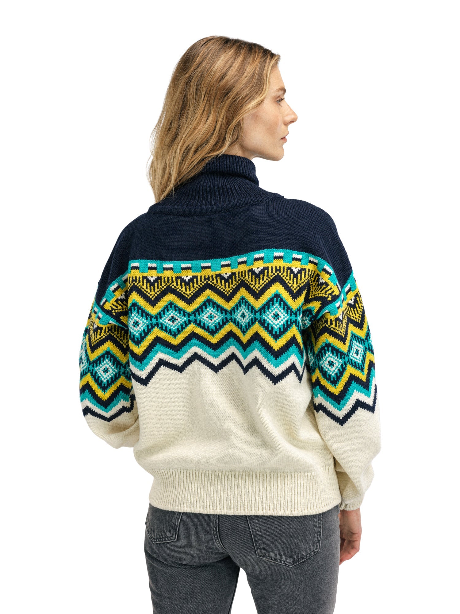 Dale Of Norway W RANDABERG FEM SWEATER OffWhite Navy Peacock XL - PeakStyle