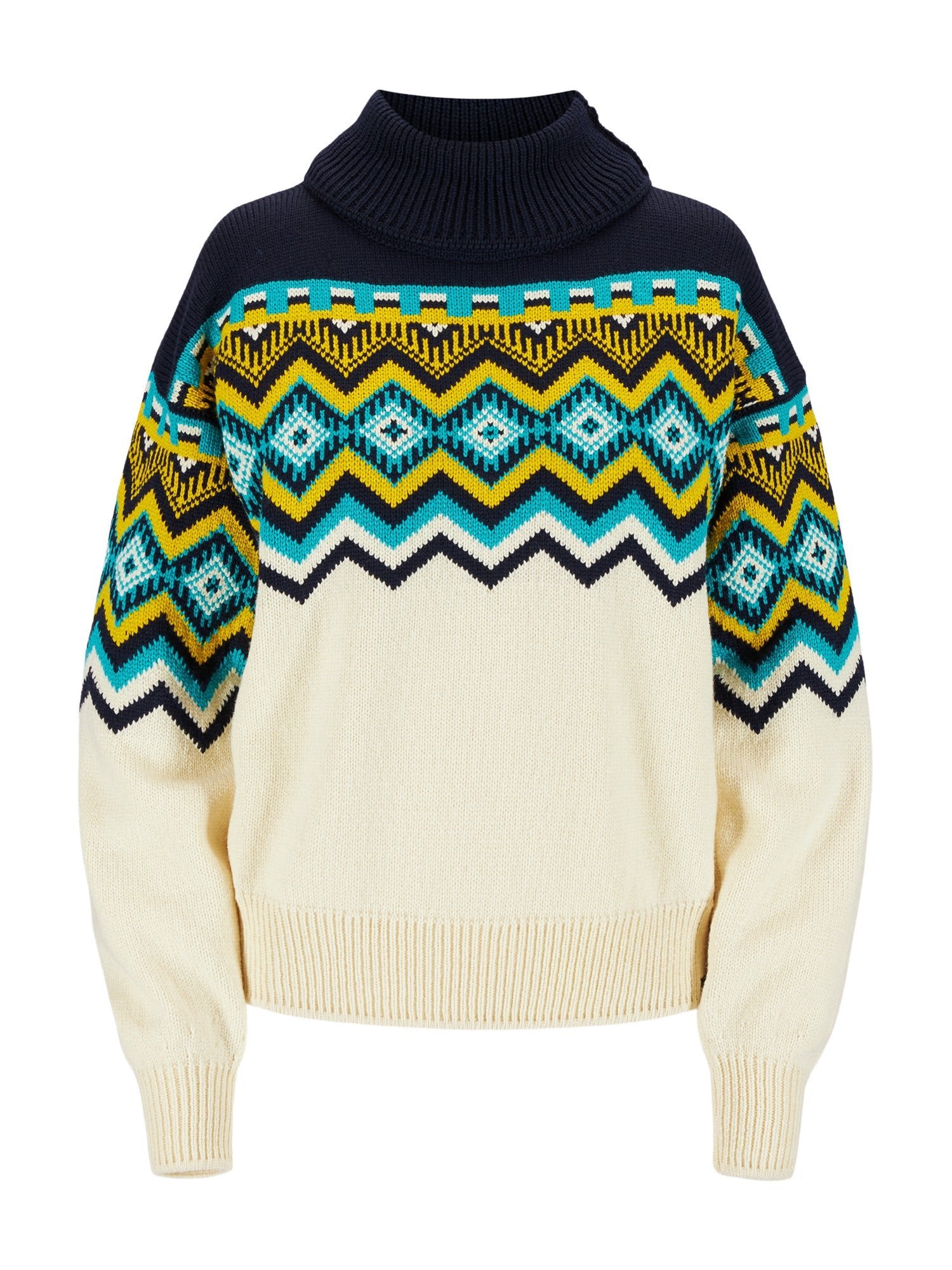Dale Of Norway W RANDABERG FEM SWEATER OffWhite Navy Peacock XL - PeakStyle