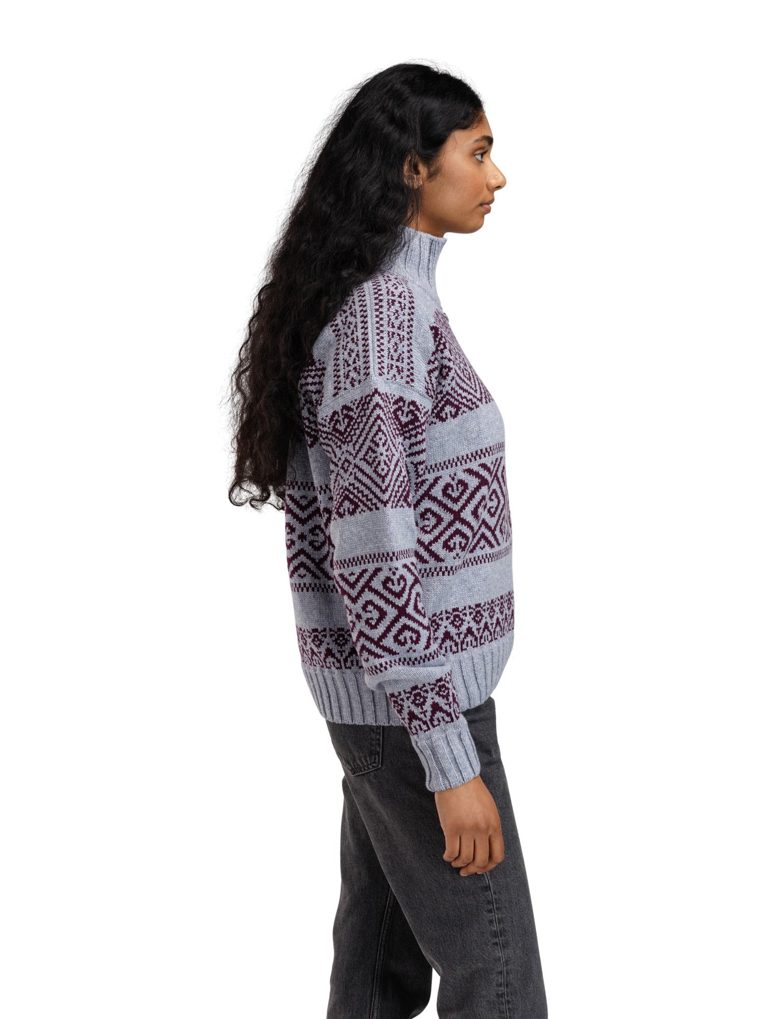 Dale Of Norway W RASLETIND FEM SWEATER Azzurro Mel Wine XL - PeakStyle
