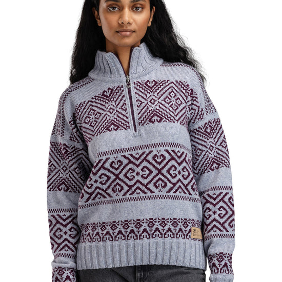 Dale Of Norway W RASLETIND FEM SWEATER Azzurro Mel Wine XL - PeakStyle