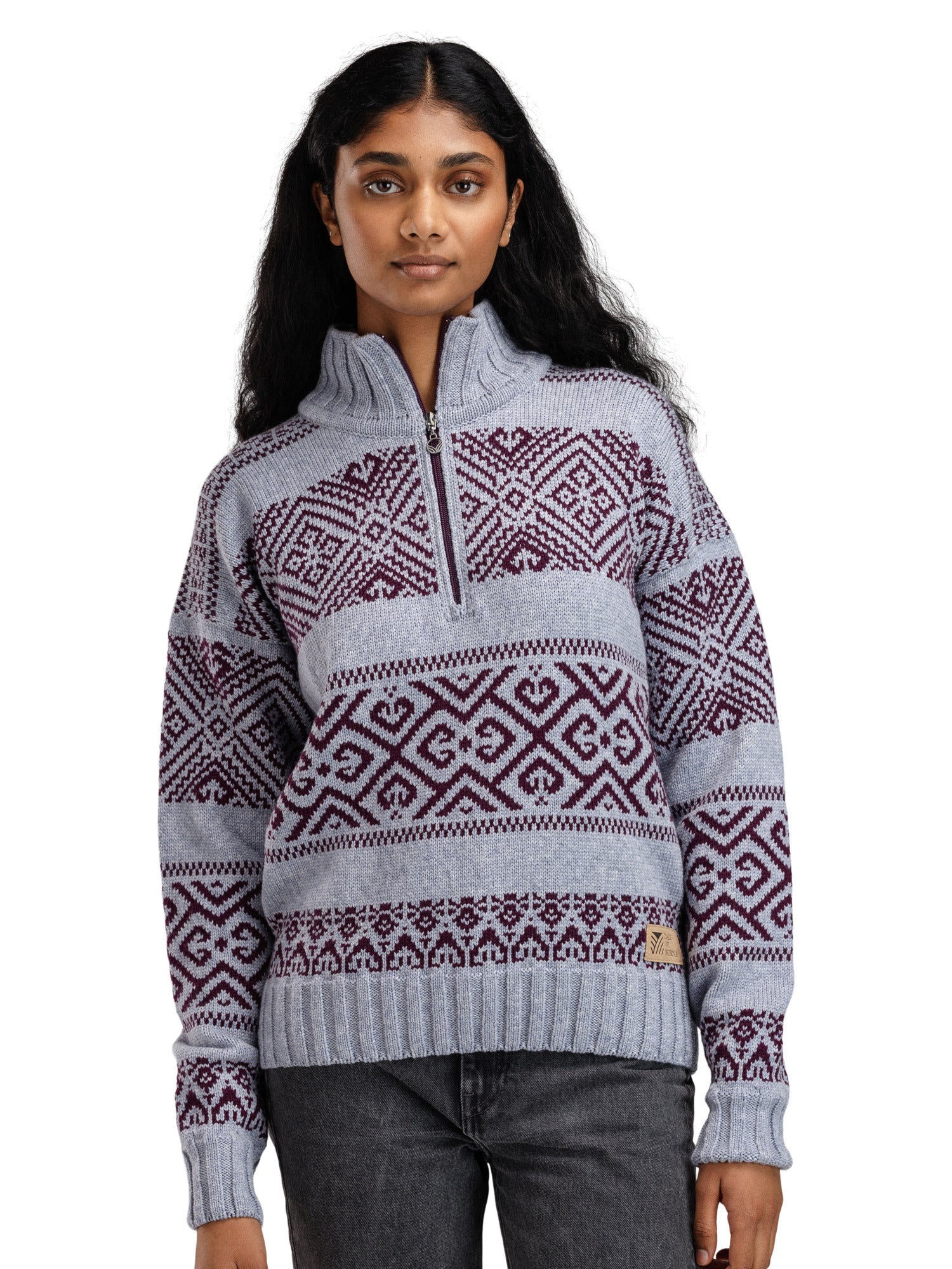 Dale Of Norway W RASLETIND FEM SWEATER Azzurro Mel Wine XL - PeakStyle