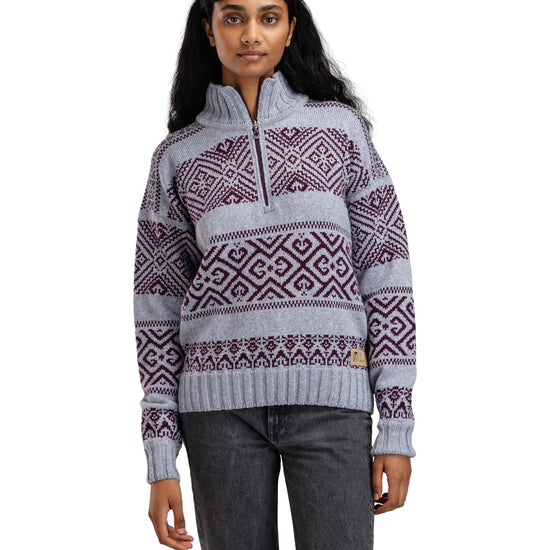 Dale Of Norway W RASLETIND FEM SWEATER Azzurro Mel Wine XL - PeakStyle