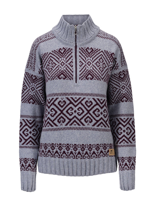 Dale Of Norway W RASLETIND FEM SWEATER Bleu clair Mel Wine XL - PeakStyle