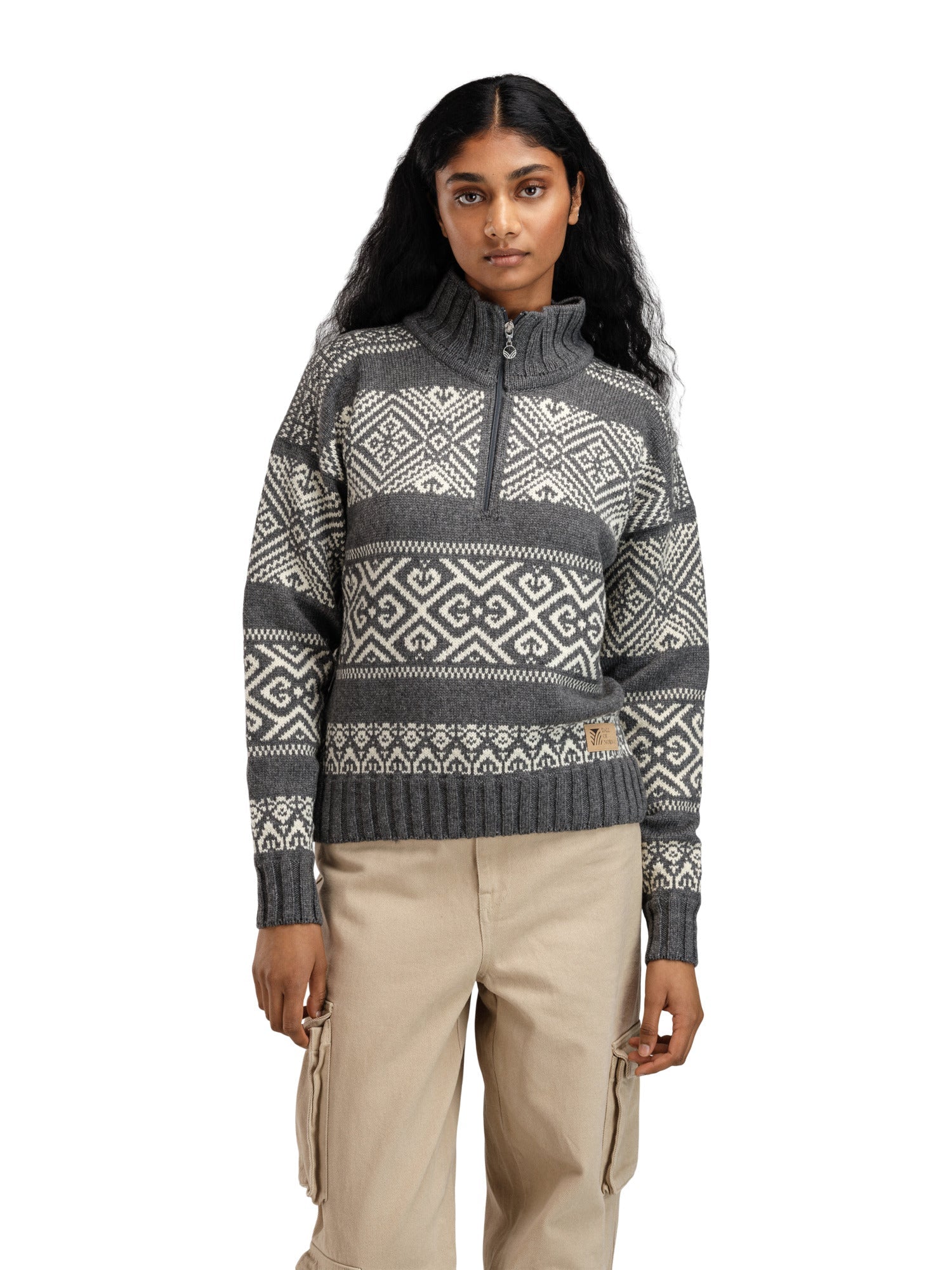 Dale Of Norway W RASLETIND FEM SWEATER Antracite scuro Bianco sporco XL - PeakStyle