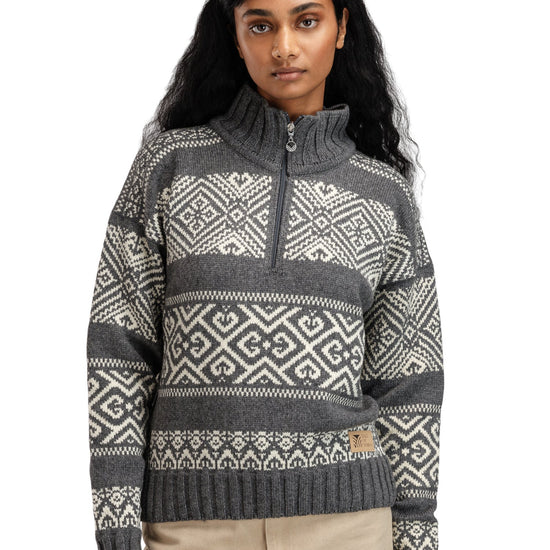 Dale Of Norway W RASLETIND FEM SWEATER Antracite scuro Bianco sporco XL - PeakStyle