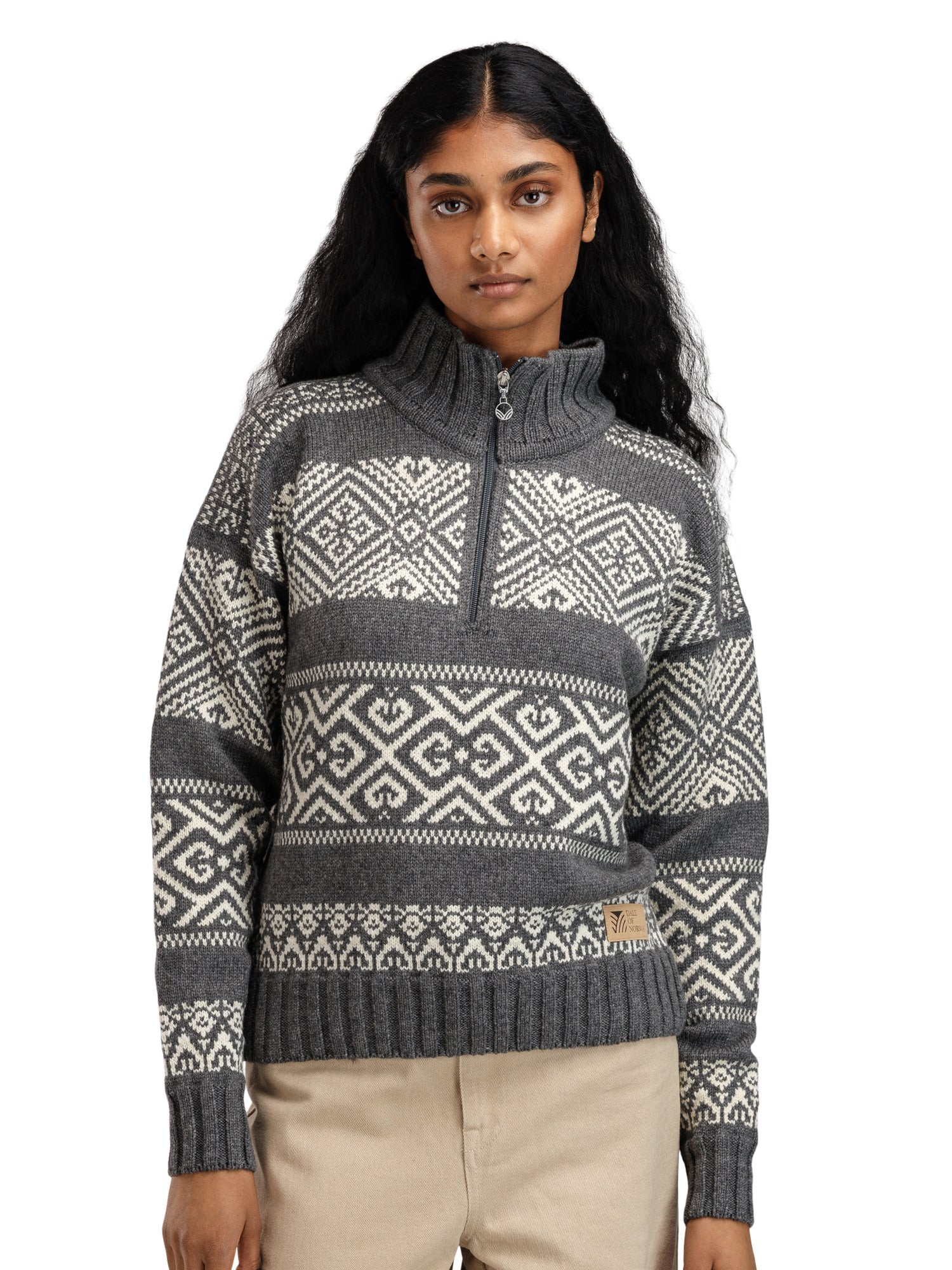 Dale Of Norway W RASLETIND FEM SWEATER Antracite scuro Bianco sporco XL - PeakStyle