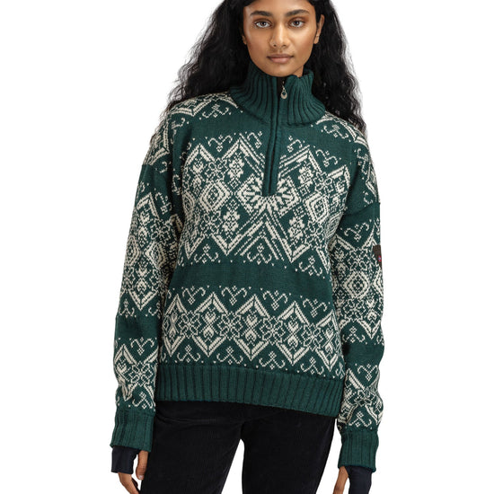 Dale Of Norway W ROSET FEM. WP SWEATER Pinegreen Offwhite XL - PeakStyle