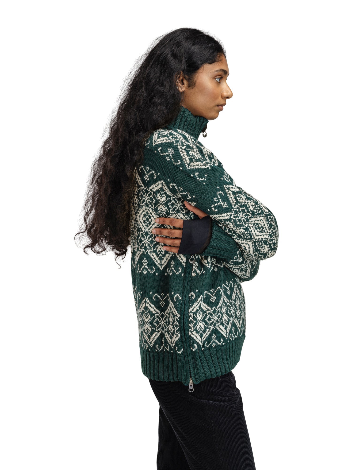 Dale Of Norway W ROSET FEM. WP SWEATER Pinegreen Offwhite XL - PeakStyle