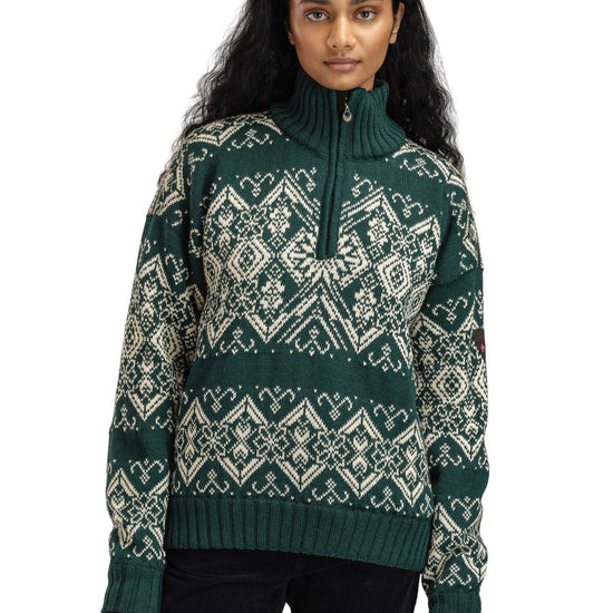 Dale Of Norway W ROSET FEM. WP SWEATER Pinegreen Offwhite XL - PeakStyle
