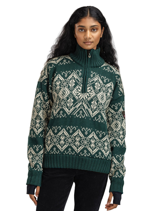 Dale Of Norway W ROSET FEM. WP SWEATER Vert sapin Blanc cassé XL - PeakStyle