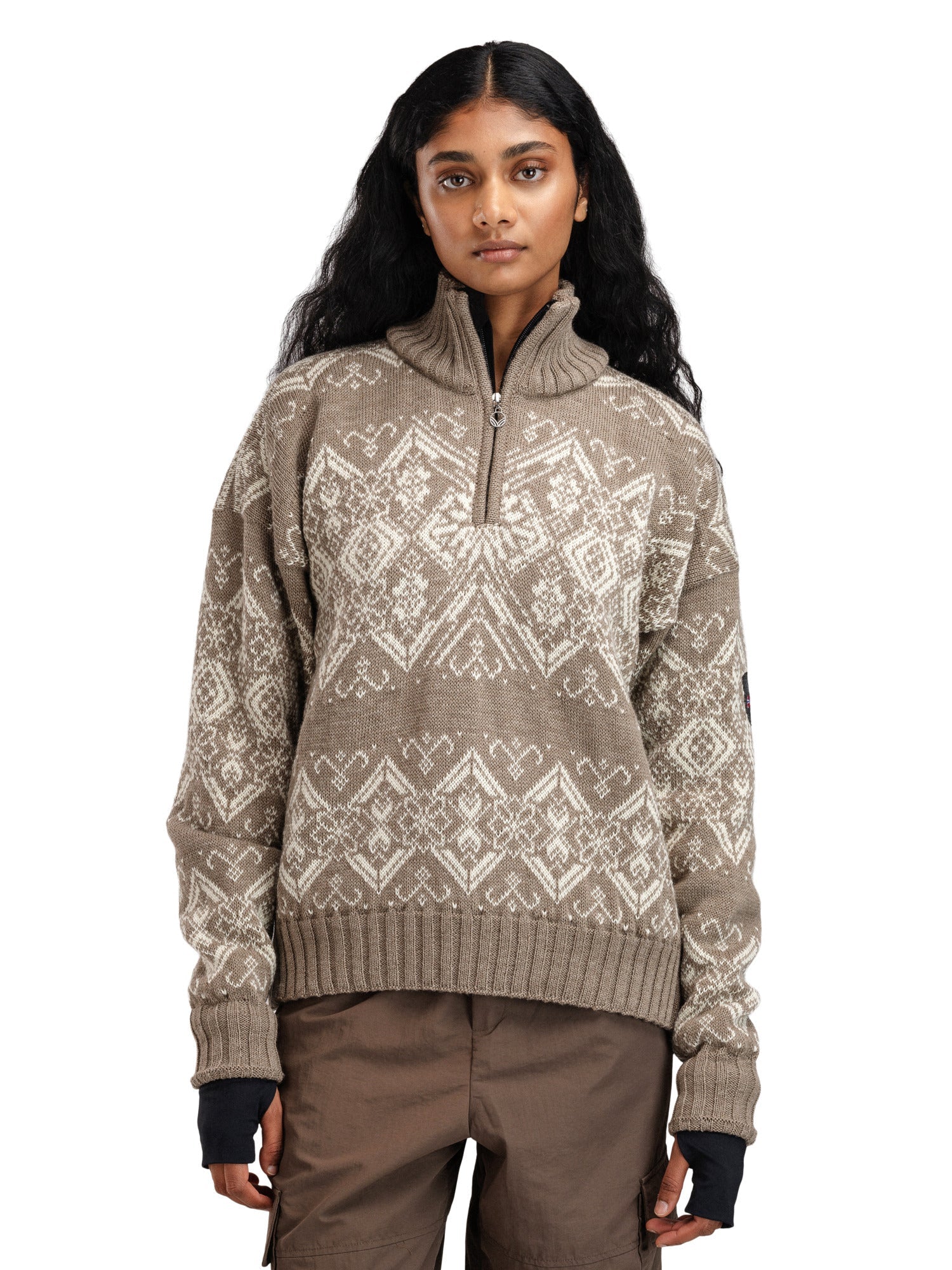 Dale Of Norway W ROSET FEM. WP SWEATER Mountainstone Offwhite XL - PeakStyle
