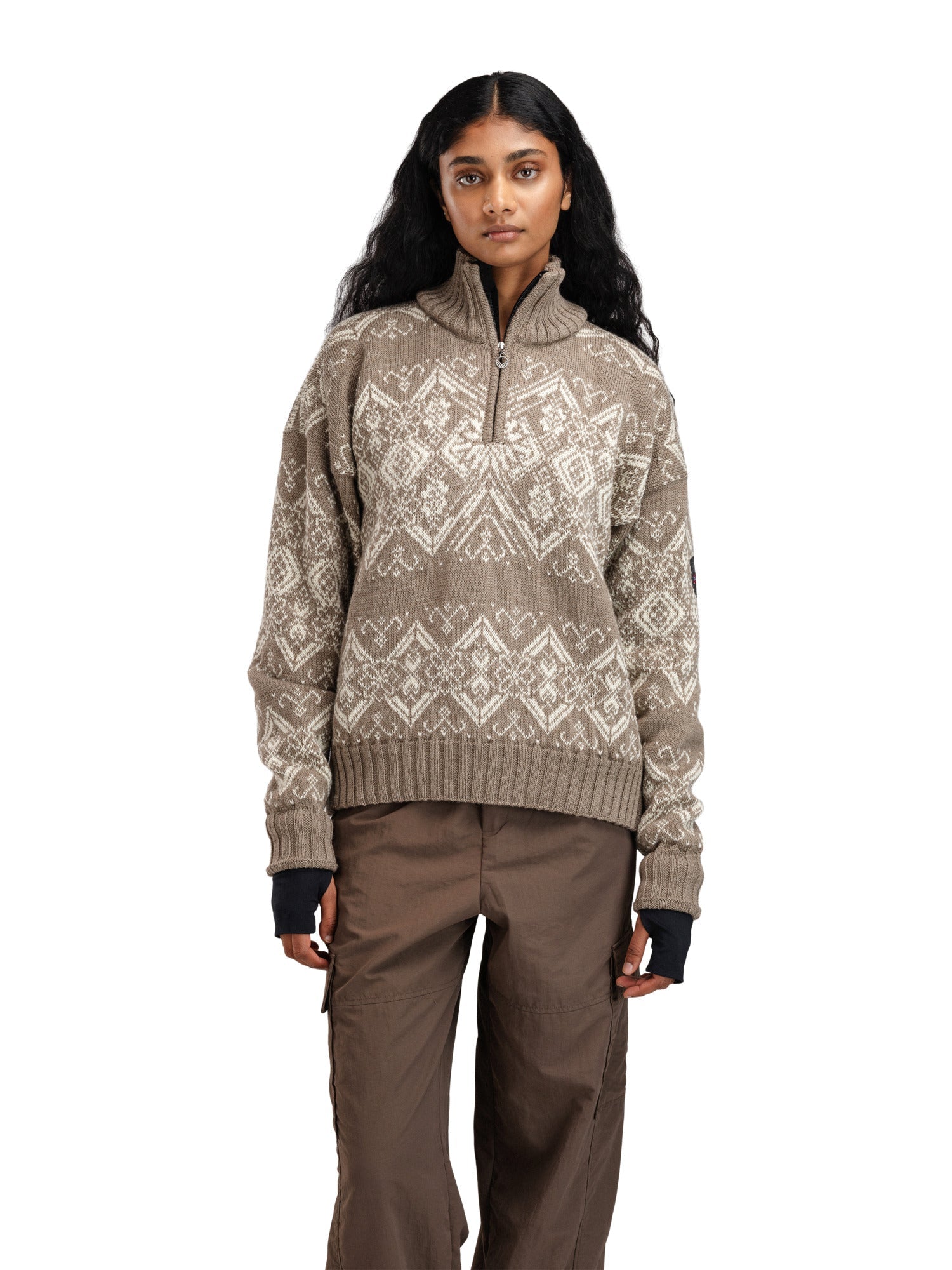 Dale Of Norway W ROSET FEM. WP SWEATER Mountainstone Offwhite XL - PeakStyle