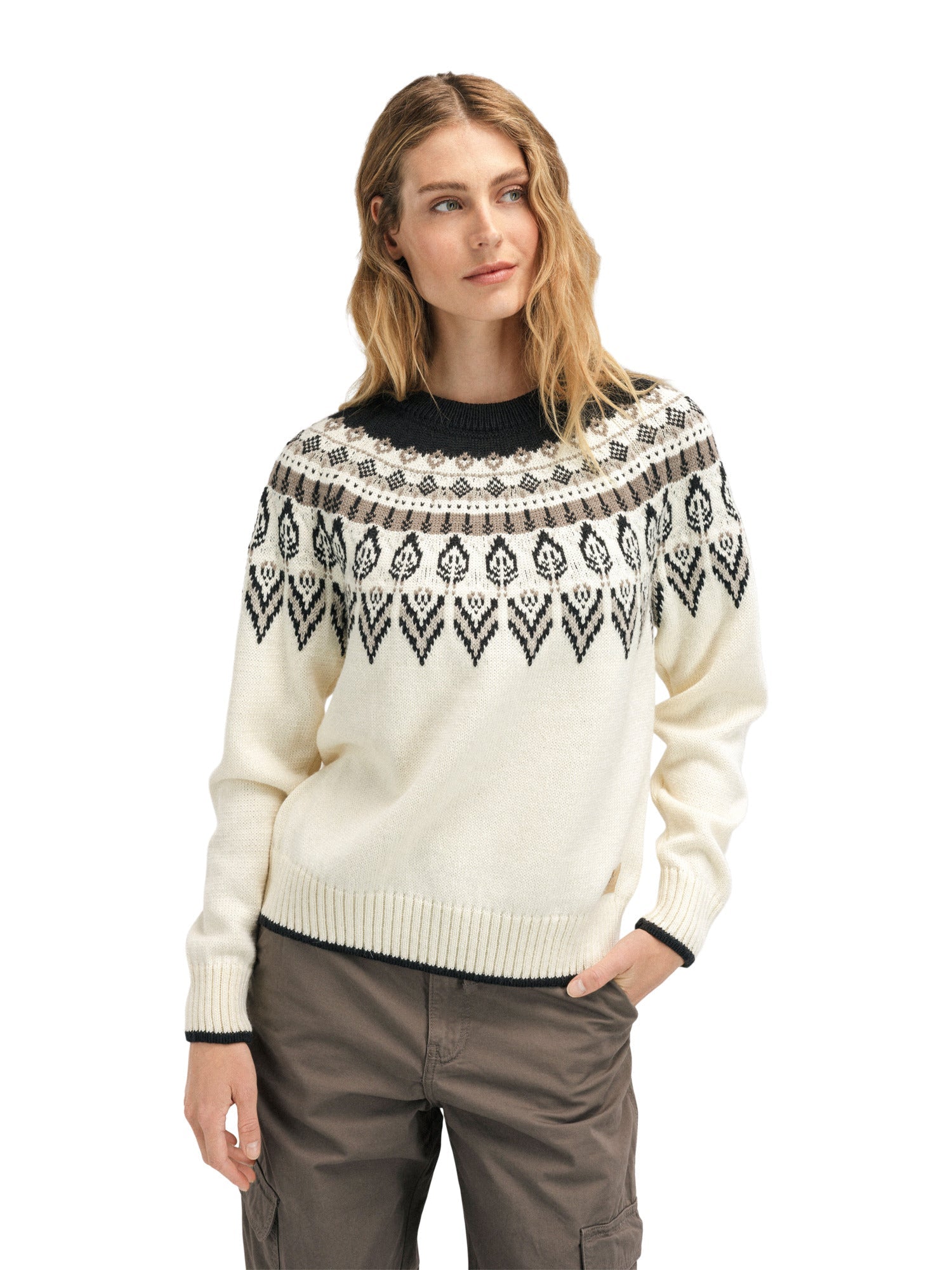 Dale Of Norway W SULA FEM SWEATER Offwhite Coffee Sandstone XL - PeakStyle