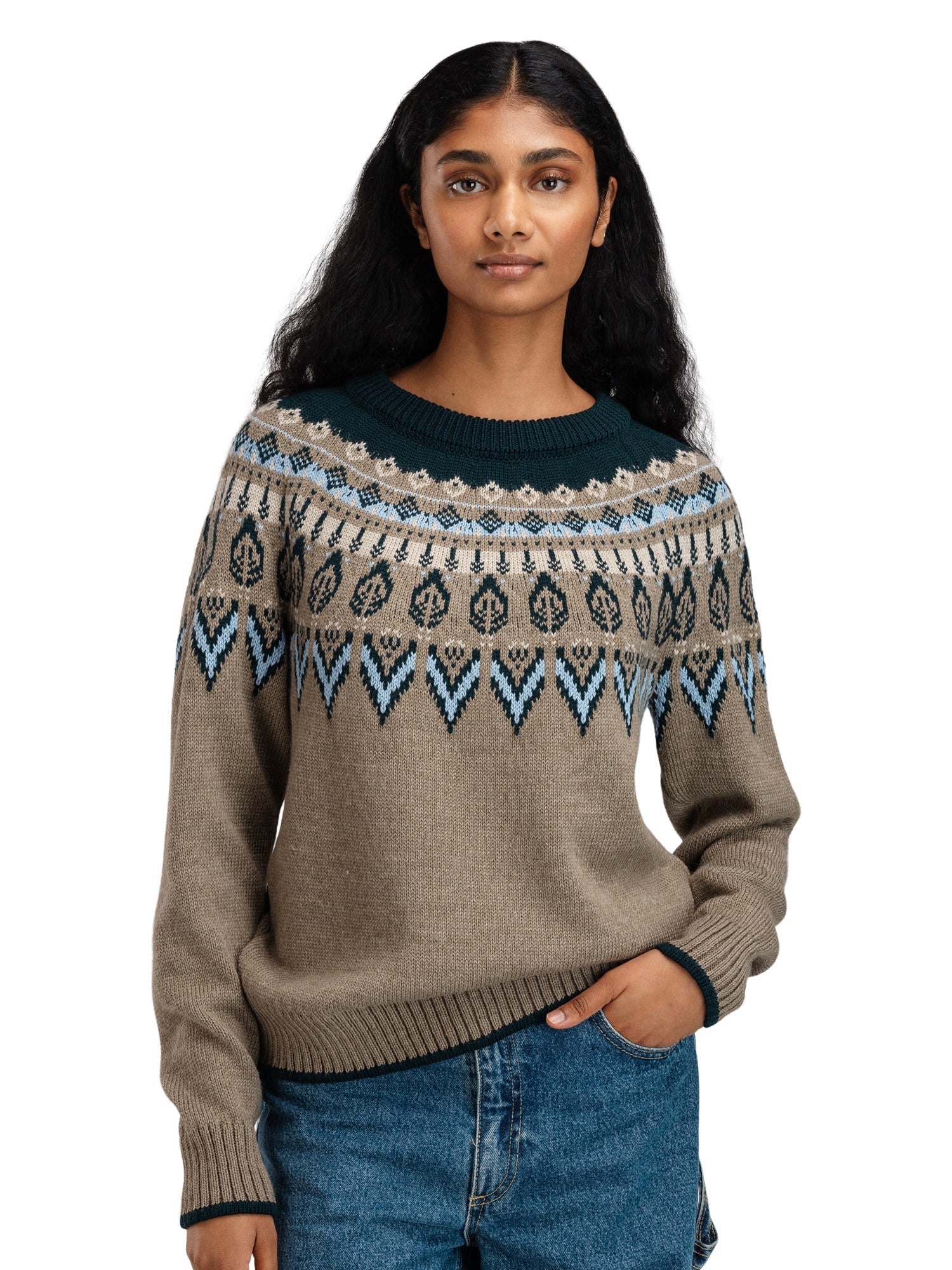 Dale Of Norway W SULA FEM SWEATER Vert pin Bleu glacier Pierre de montagne XL - PeakStyle