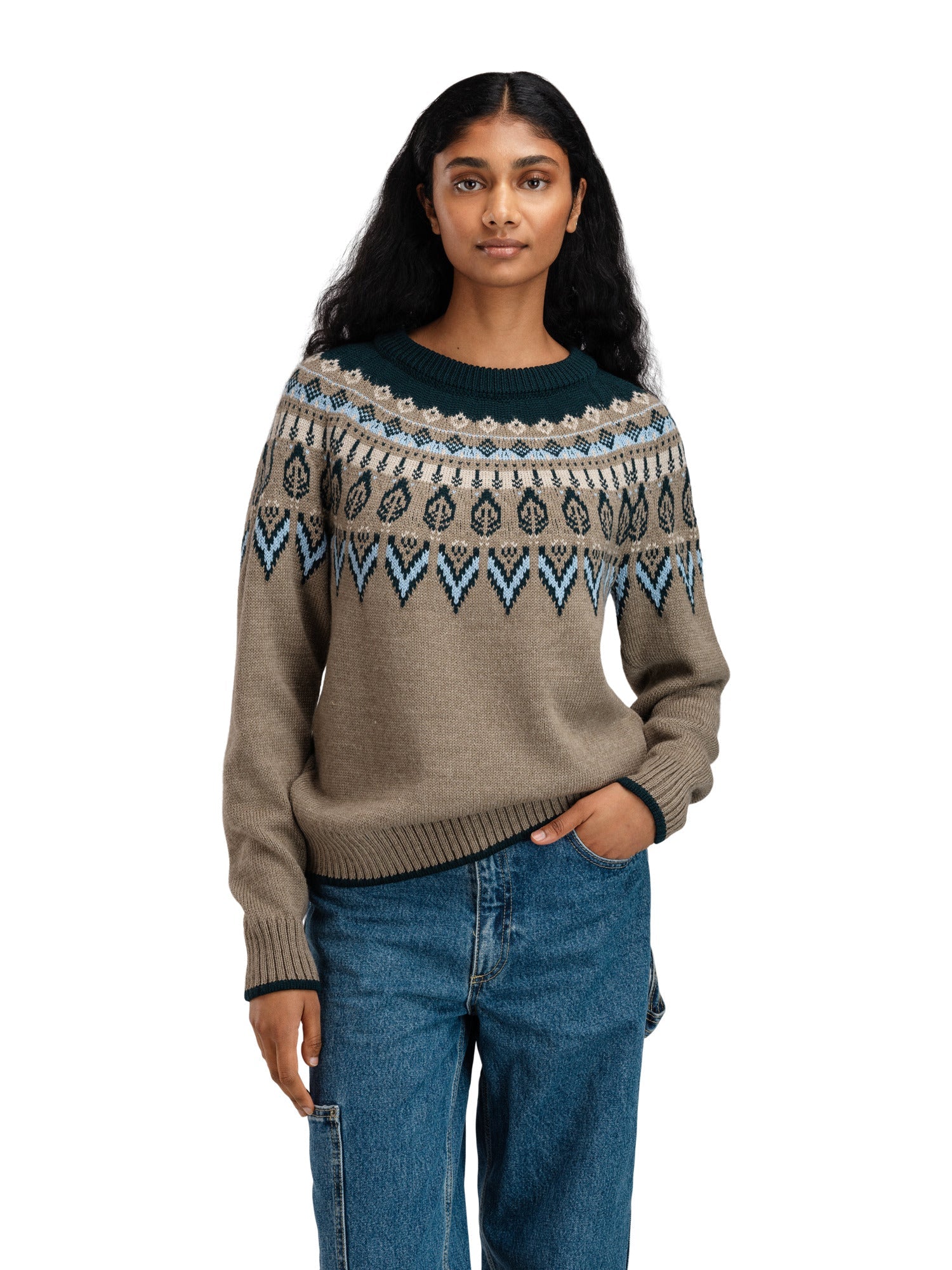 Dale Of Norway W SULA FEM SWEATER Vert pin Bleu glacier Pierre de montagne XL - PeakStyle