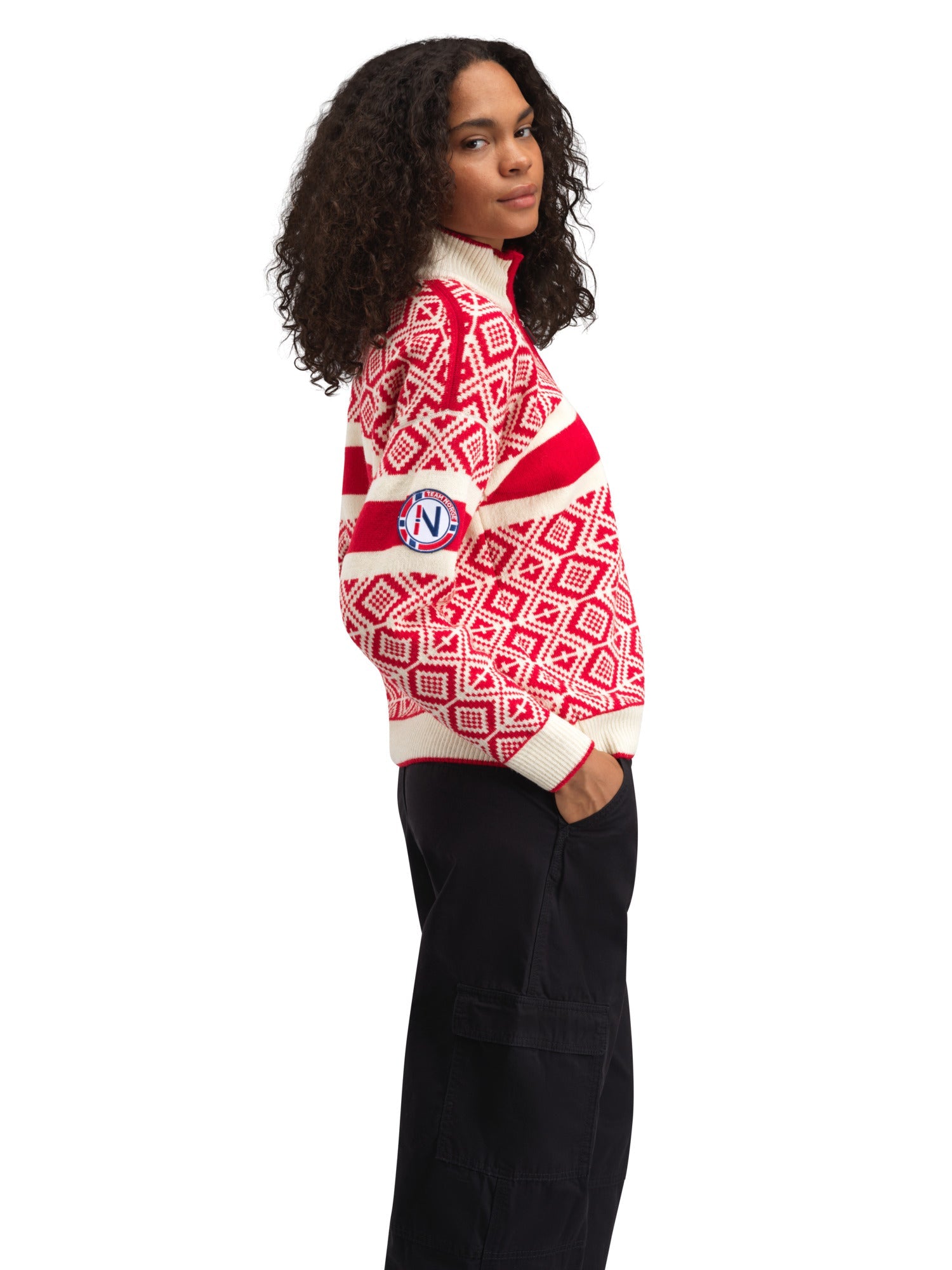 Dale Of Norway W TEAM NORWAY CORTINA FEM SWEATER Framboos Offwhite XXL - PeakStyle