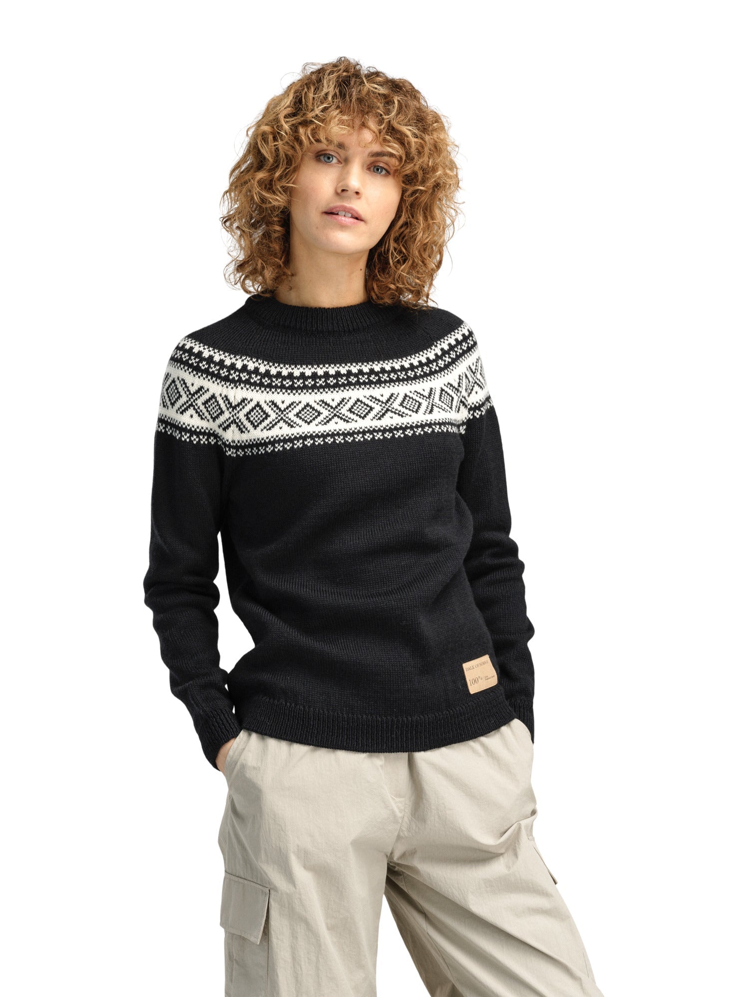 Dale Of Norway W VÅGSØY FEMININE SWEATER Noir Blanc cassé XL - PeakStyle
