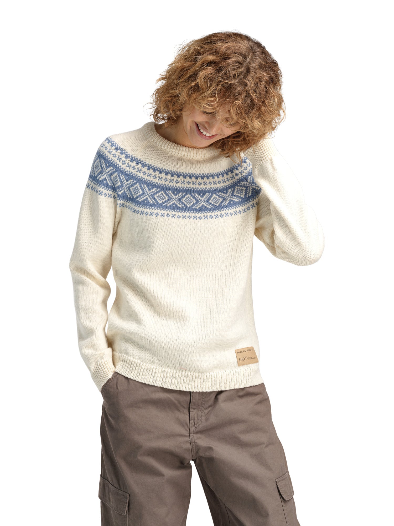 Dale Of Norway W VÅGSØY FEMININE SWEATER Blanc cassé Blueshadow XL - PeakStyle
