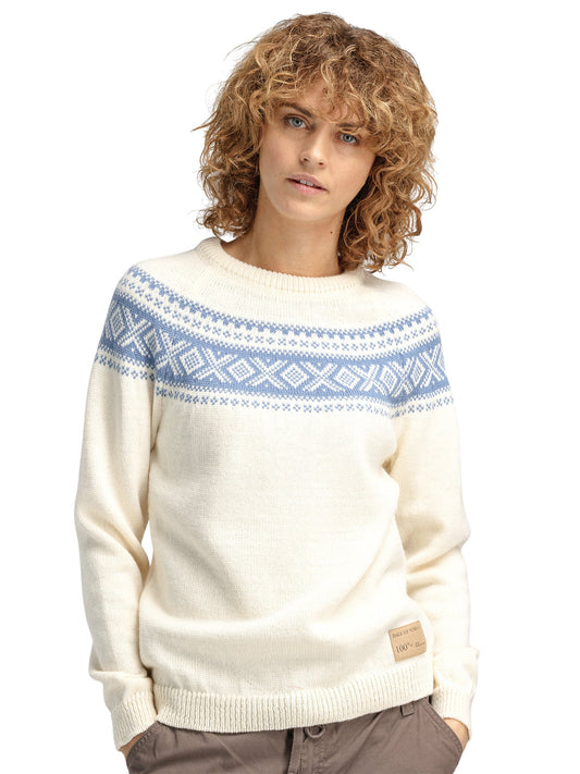 Dale Of Norway W VÅGSØY FEMININE SWEATER Blanc cassé Blueshadow XL - PeakStyle