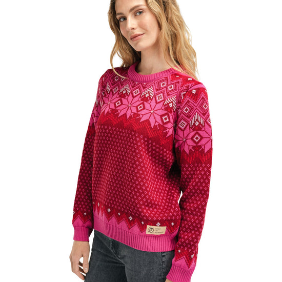 Dale Of Norway W VILJA FEM SWEATER Redrose Allium Raspberry XS - PeakStyle