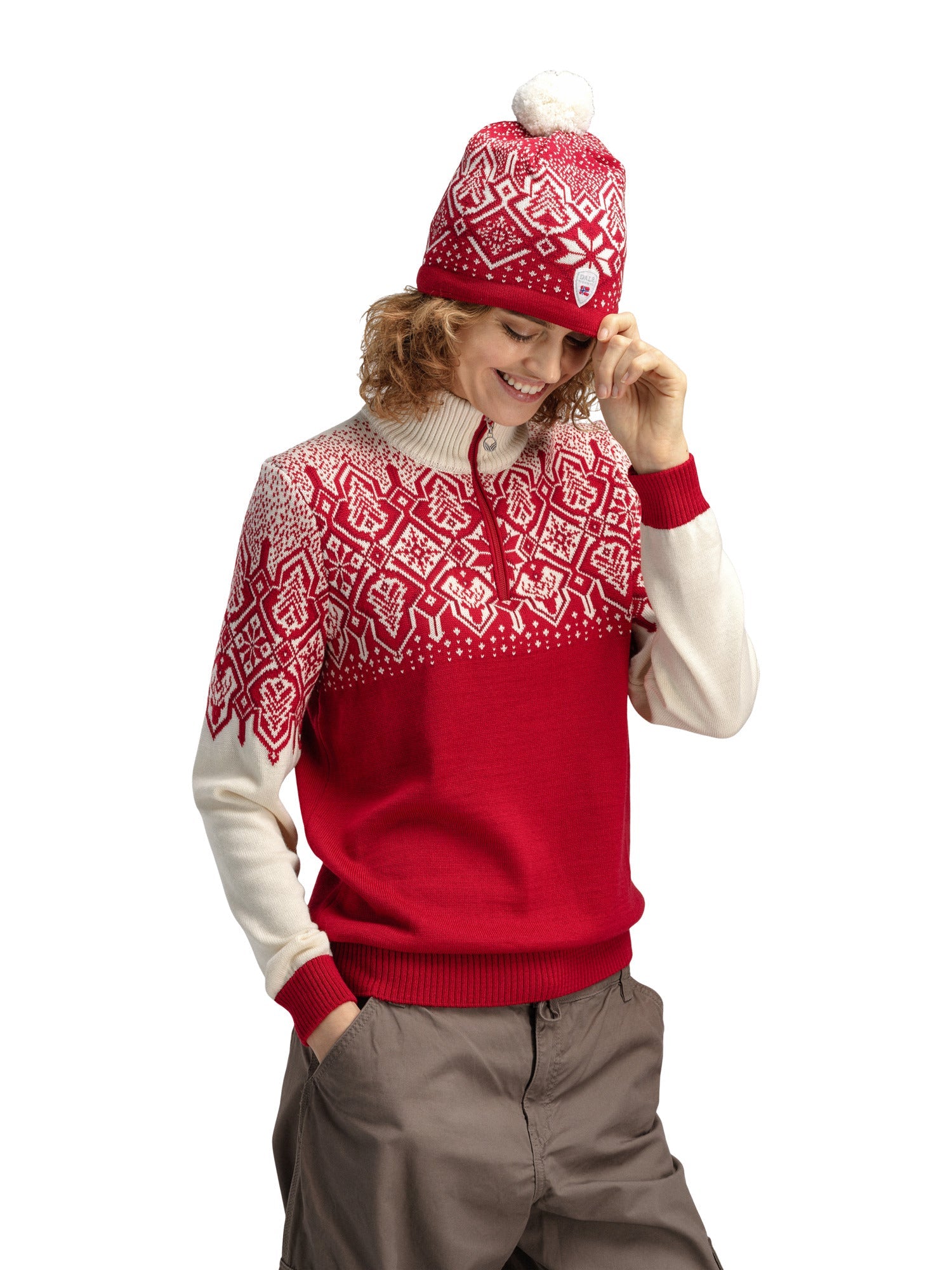 Dale Of Norway WINTERLAND HAT Framboos Offwhite Redrose One size - PeakStyle