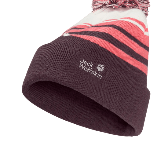 Jack Wolfskin STRIPY POMPOM BEANIE K - Headwear at PeakStyle