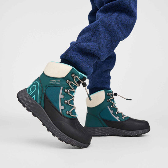 Bottes d'hiver Reima Hallava Lace ReimaTec pour enfants, couleur Dark Teal – Photo en studio, vue n° 8