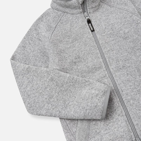 Reima Hopper Fleece Jacket for Kids, Melange Gray—Close-up of the Sleeve