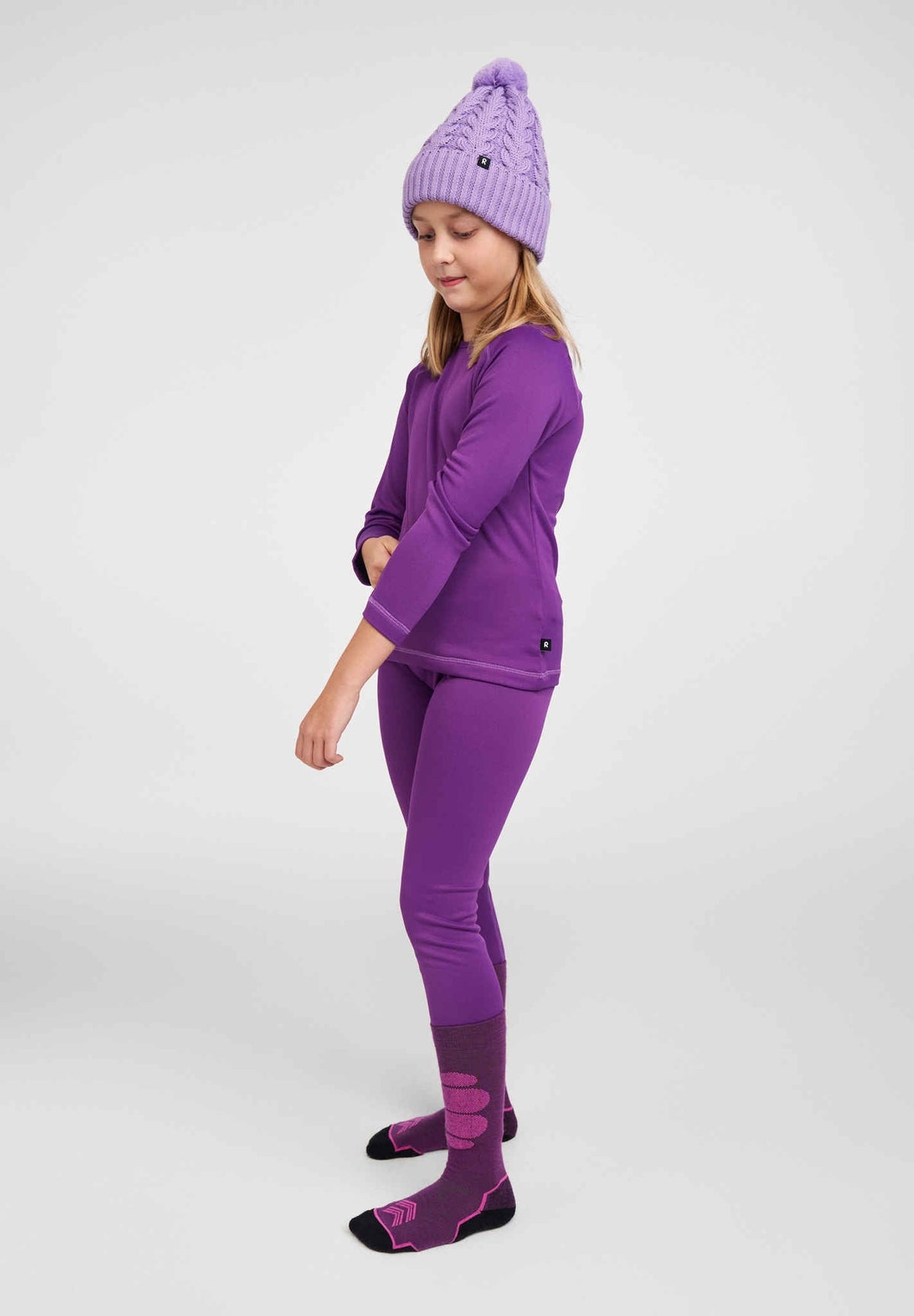 Conjunto de ropa interior técnica Reima Lampo Seawool para niños – Plum Purple