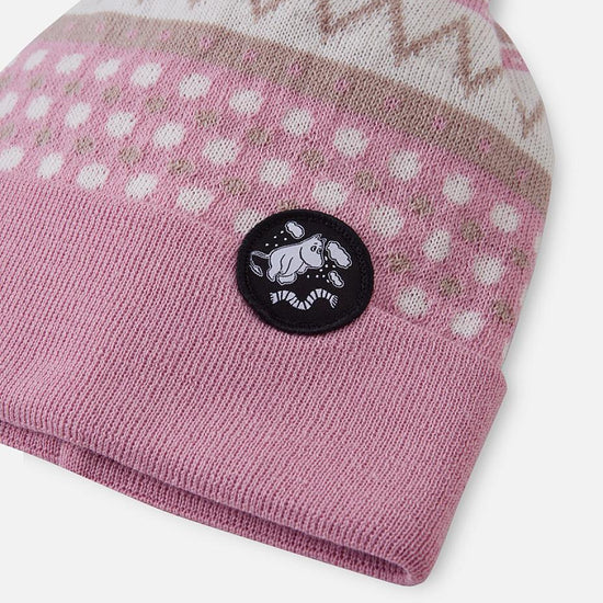 Gorro Reima Moomin Flinga para niños pequeños, gris y rosa – Foto del producto (parte trasera)