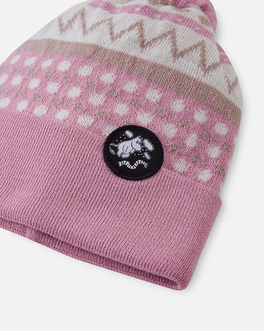 Gorro Reima Moomin Flinga para niños pequeños, gris y rosa – Foto del producto (parte trasera)
