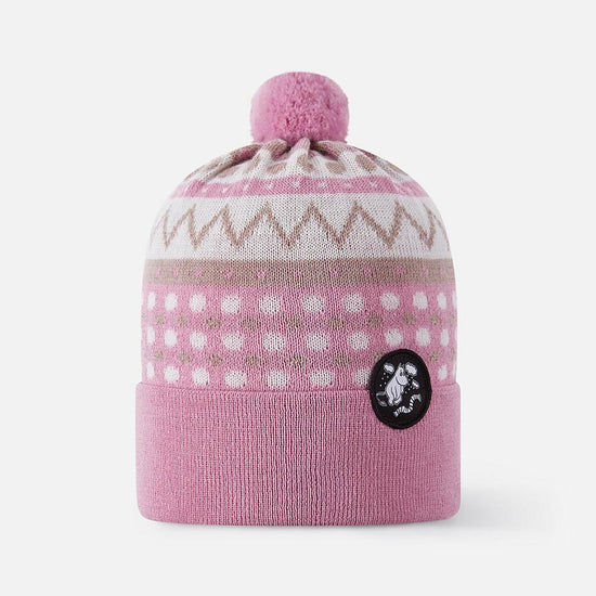 Gorro Reima Moomin Flinga para niños pequeños, gris y rosa – Foto del producto (parte delantera)