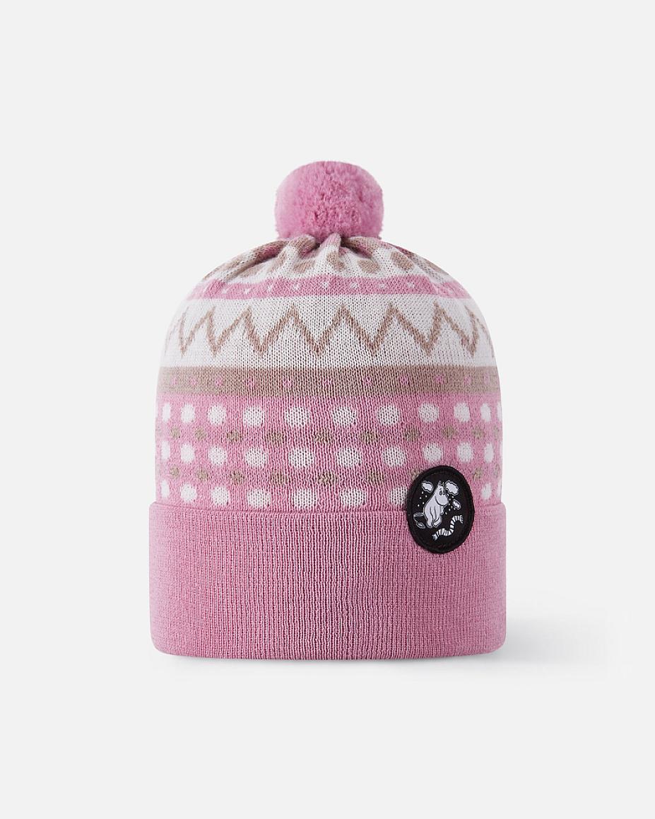 Gorro Reima Moomin Flinga para niños pequeños, gris y rosa – Foto del producto (parte delantera)
