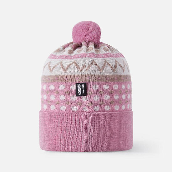 Gorro Reima Moomin Flinga para bebés, gris y rosa – Vista lateral de la foto de producto