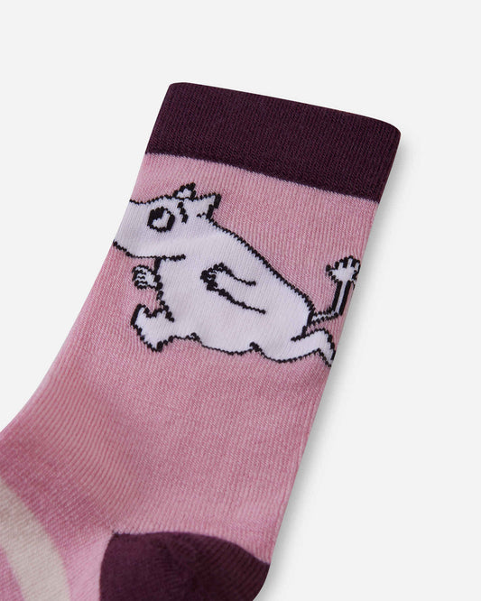 Reima Moomin Randig wollen sokken voor kinderen, grijs-roze – Packshot 2