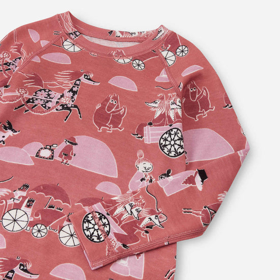 Ensemble de sous-vêtements fonctionnels Reima Moomin Trivsam pour tout-petits, rose poudré – Gros plan sur la matière