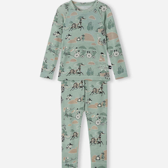 Ensemble de sous-vêtements fonctionnels Reima Moomin Trivsam pour tout-petits, couleur Airy Green – Photo de présentation (face avant)