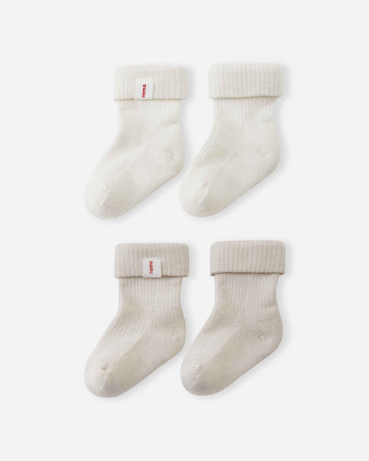 Reima Mussukka merinosokken voor baby's, set van 2, Birch Beige – Packshot 1