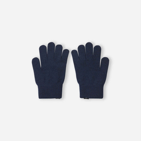 Guantes de merino con dedos Reima Sormin para niños, color azul marino – Foto del producto (parte trasera)