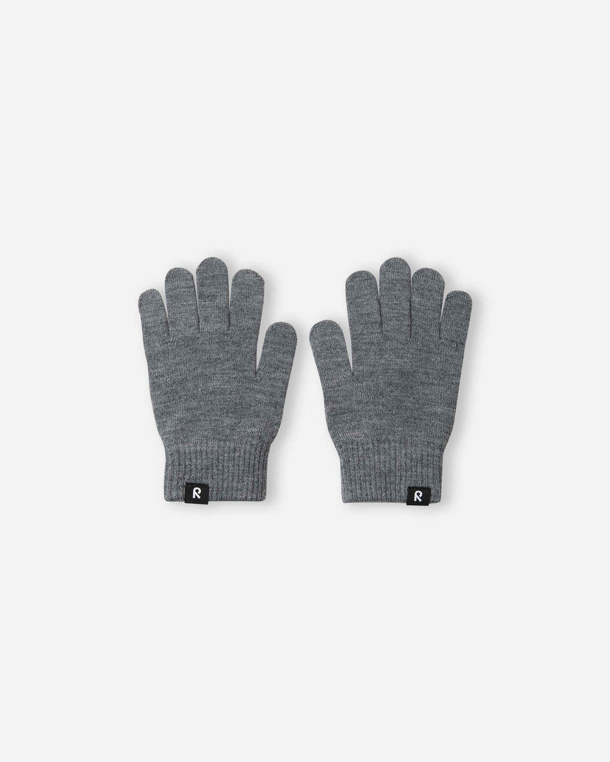 Guantes de merino Reima Sormin para niños, color gris jaspeado – Foto del producto (parte delantera)