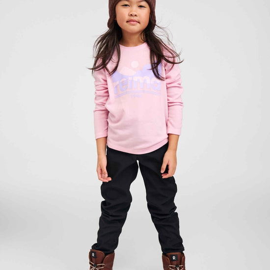 Maglietta a maniche lunghe in merino e lyocell Reima Viisas per bambini – Light Heather – Immagine 4