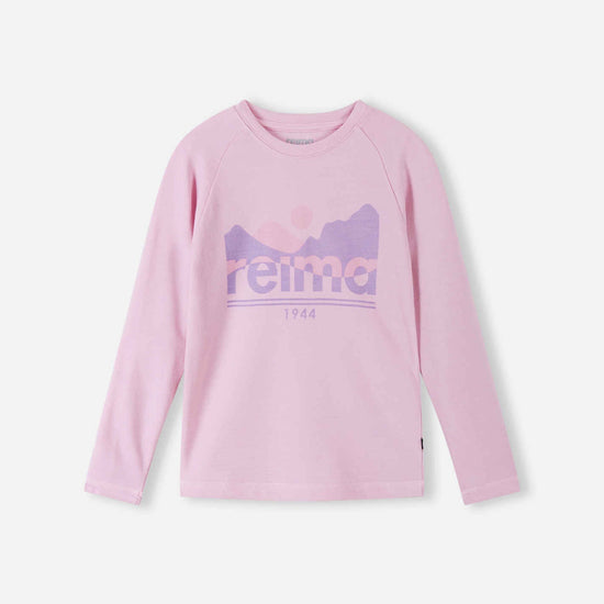 Maglietta a maniche lunghe in merino e lyocell Reima Viisas per bambini – Light Heather – Immagine 1