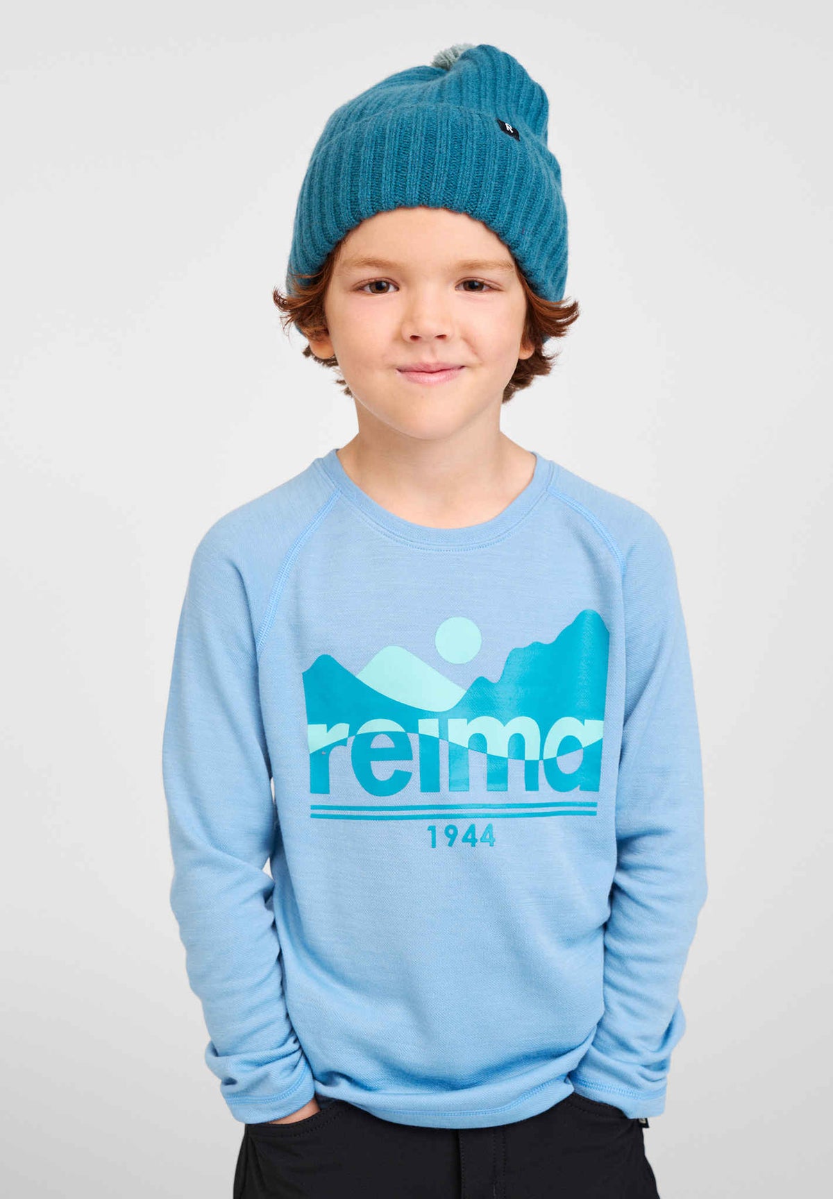 Maglietta a maniche lunghe in merino e lyocell Reima Viisas per bambini – Cloudy Blue – Immagine 4