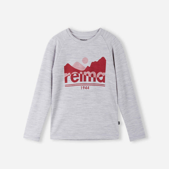 Maglietta a maniche lunghe Reima Viisas in misto merino e lyocell per bambini – Grigio melange – Immagine 1