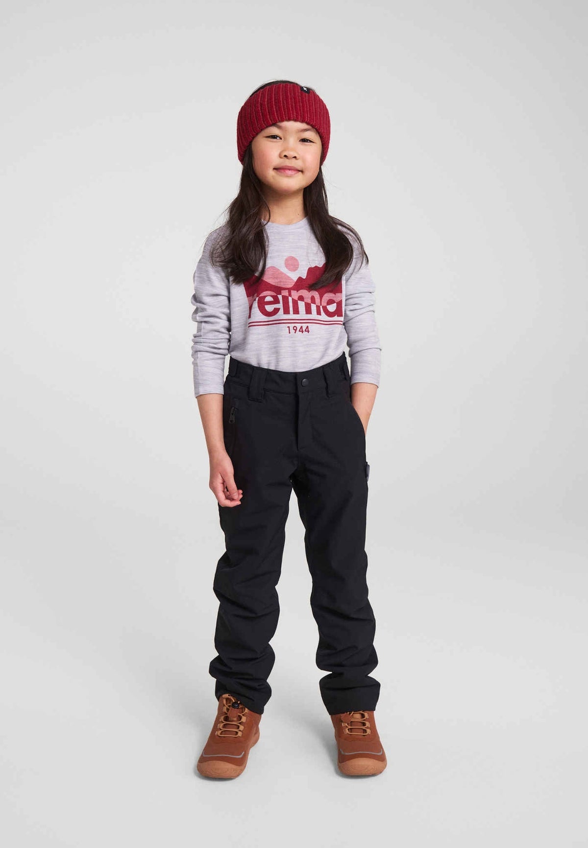 Maglietta a maniche lunghe Reima Viisas in merino e lyocell per bambini – Grigio melange – Immagine 4