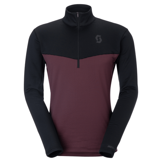 Maglione SCOTT Defined Light Midlayer da uomo - Cocoa Red - Nero sul davanti su PeakStyle