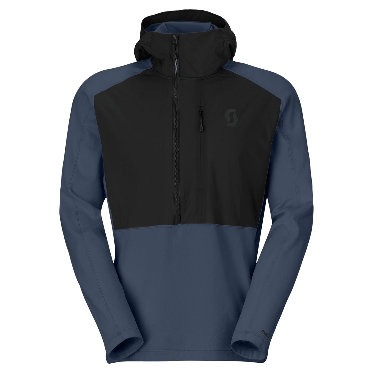 SCOTT Defined Mid Pullover Midlayer Hoodie for Men – Black - Dusk Blue (Front View)
