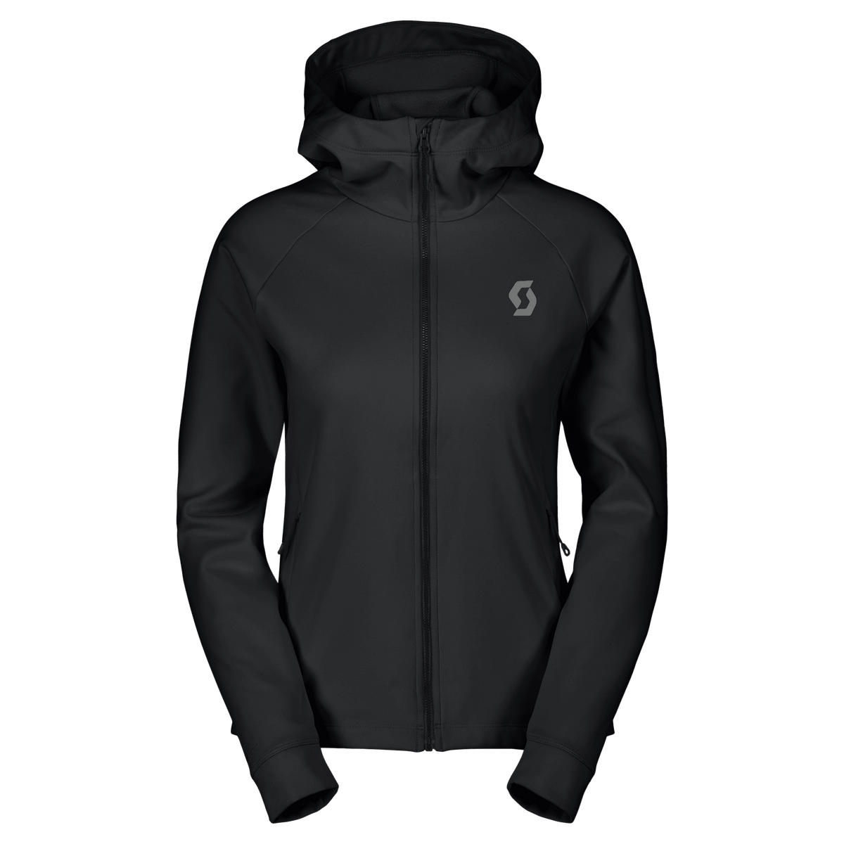 Felpa con cappuccio SCOTT Defined Warm Zip Midlayer da donna – Nera, vista frontale