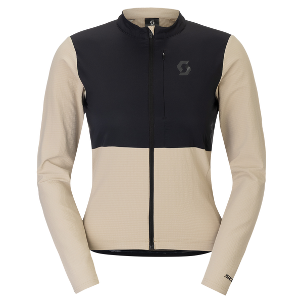SCOTT Endurance Warm Langarm-Radtrikot Damen Portobello Beige - Black Vorderansicht